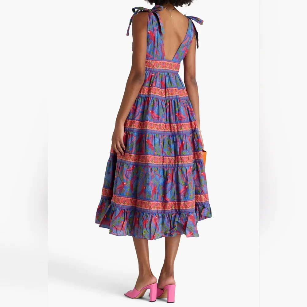 NWT FARM RIO | $265 Blue Macaw Tiered Dress - Picture 3 of 8